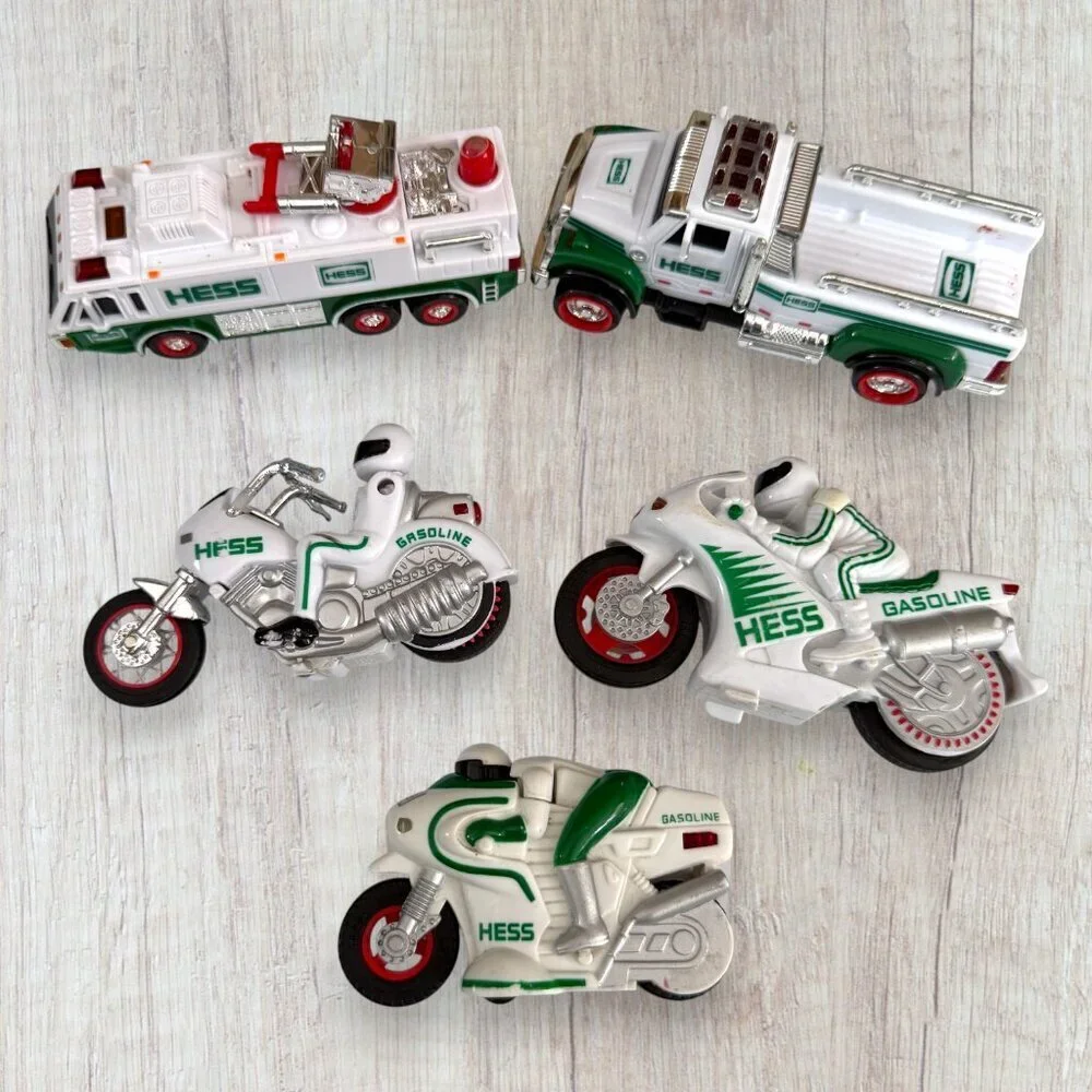 HESS Mini Vehicle Fleet Lot 1998 2004 2007 Motorcycle Fire Fuel Truck